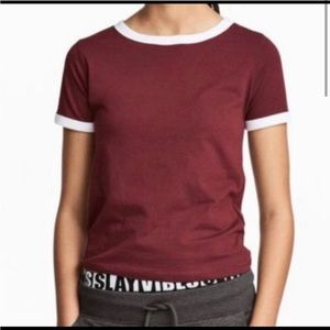 Divided (H&M) maroon ringer tee